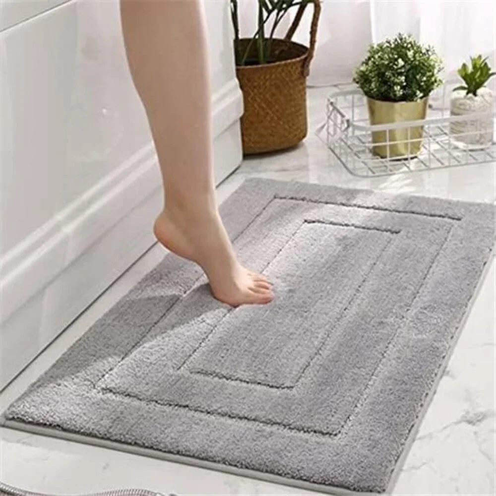 Gray Bathroom Rugs, Bath Mats for Bathroom Non-Slip, Super Soft and Absorbent